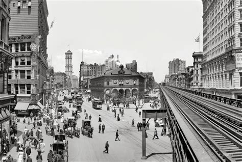 1908 Photograph Of Herald Square Shows A Time Of Elegant Dress Horse