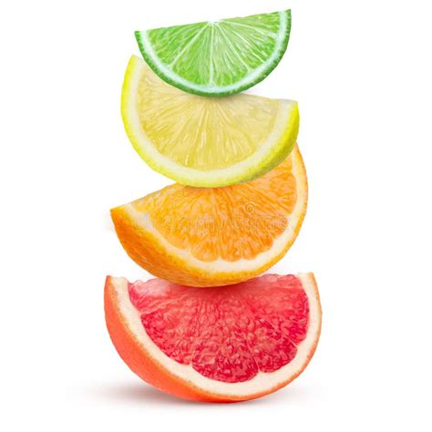 Wedges Citrus Fruits Isolated On White Background Stock Photo Image