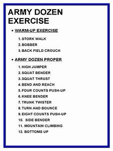 Army Dozen Exercise List Google Search Workout Warm Up Exercise