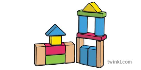 Four Building Blocks Clipart