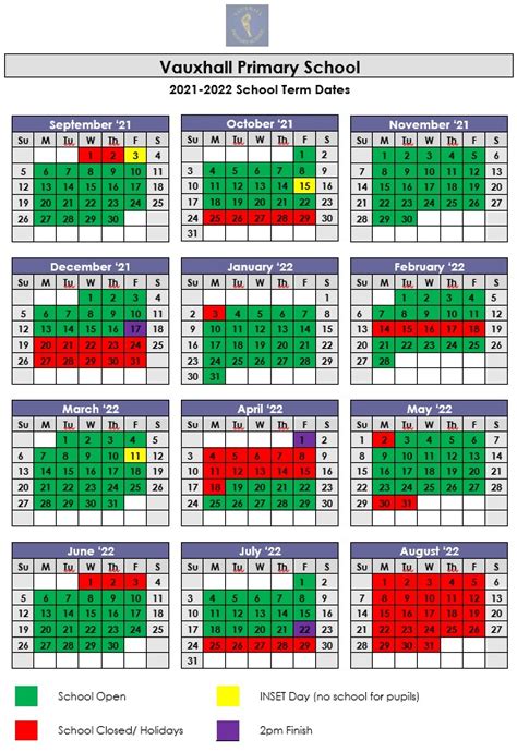 Vauxhall Primary Term Dates 20212022