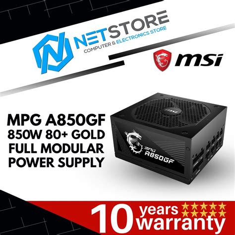 Msi Mpg A850gf 850w 80 Plus Gold Full Modular Power Supply Shopee