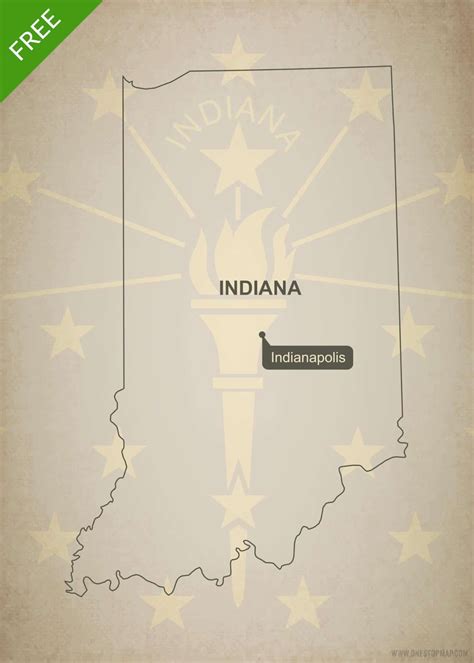 Free Vector Map Of Indiana Outline One Stop Map