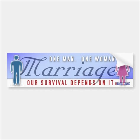 Marriage One Man One Woman Bumper Sticker Zazzle