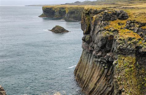 Basalt Cliffs At Arnarstapi Stock Photo Image Of Grass Shore 49803980