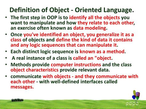 Ppt Definition Of Object Oriented Language Powerpoint Presentation