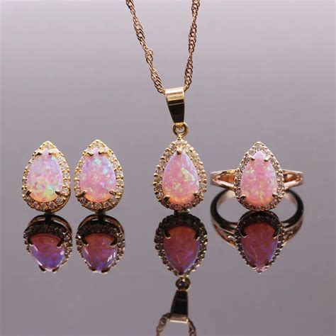 Buy 8x12mm Pink Opal Jewelry Sets Fire Opal Necklaces