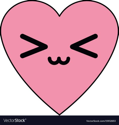 Kawaii Love Heart Passion Romantic Cute Icon Vector Image
