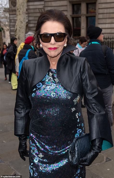 Joan Collins Dons Sequinned Dress For Erdem Lfw Show Daily Mail Online