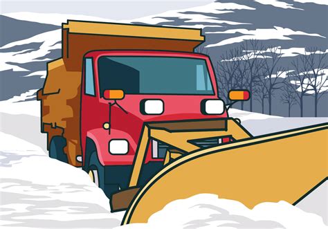 Snow Plow Truck Cleaning Snow 129111 Vector Art At Vecteezy
