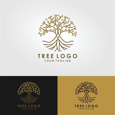 Root Of The Tree Logo Illustration Vector Silhouette Of A Tree