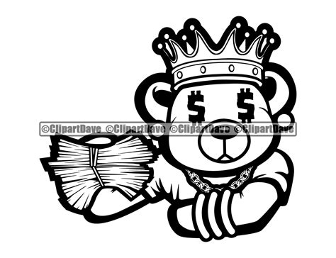 Gangster Teddy Bear King Money Stack Svg Design Dollar Sign Etsy