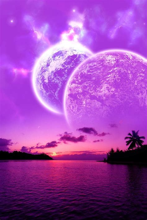 Beautiful Cosmic Sunset Purple Pink Ocean