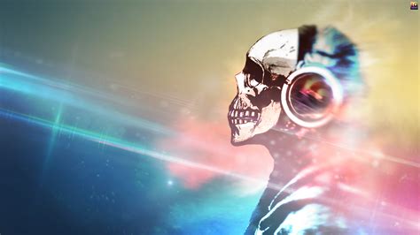 Skull Listening To Music Wallpapers And Images Wallpapers Pictures Photos