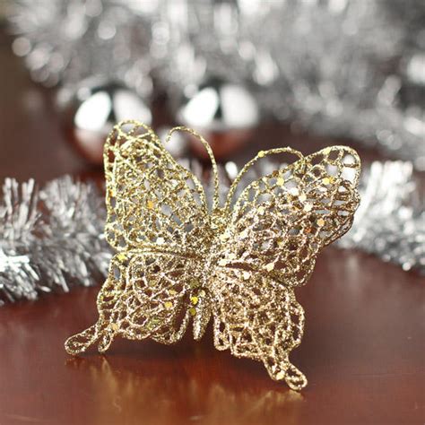 Gold Glitter Butterfly Ornament Birds And Butterflies Basic Craft