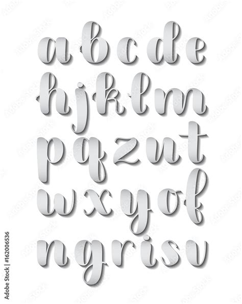 Grey 3d Shadow Effect Hand Lettering Alphabet Design Handwritten Brush
