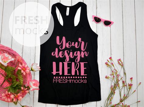 Download Bella Canvas Ladies Jersey Racerback Tank B6008 MOCKUP | Etsy | Black tank tops, Lady, Tops