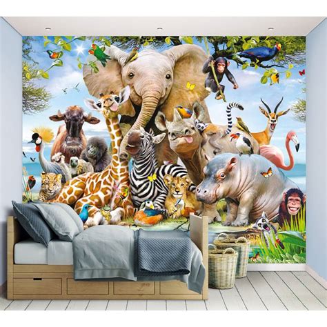 Walltastic Jungle Safari Animals Wall Mural Wallpaper Kids 244m X 3