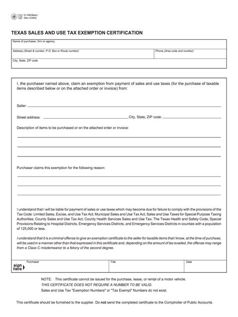 Texas Fillable Tax Exemption Form Fill Out And Sign Printable Pdf