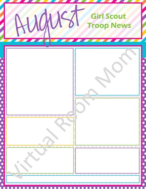 Girl Scouts Newsletter Printable Colorful Monthly Newsletter Etsy