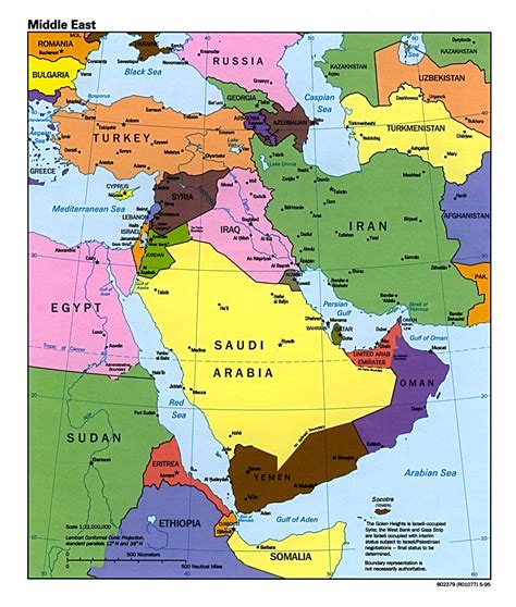 Middle East Political Map 1995 Full Size