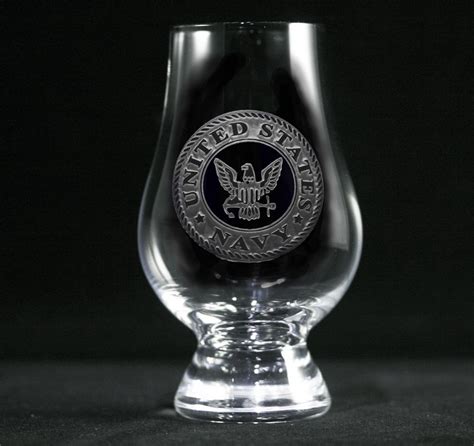 Engraved Navy Glencairn Glass Whisky Glass Circle Monogram Groomsmen Ts Unique