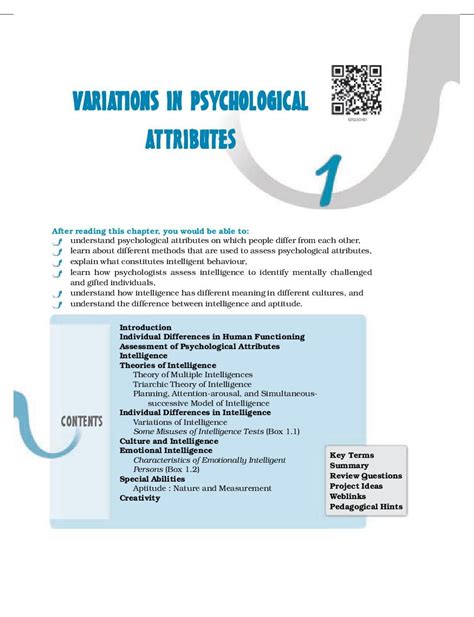 Ncert Book Class 12 Psychology Chapter 1 Variations In Psychological