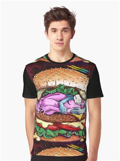 cosmic sex burger with cheese graphic t shirt by franx redbubble