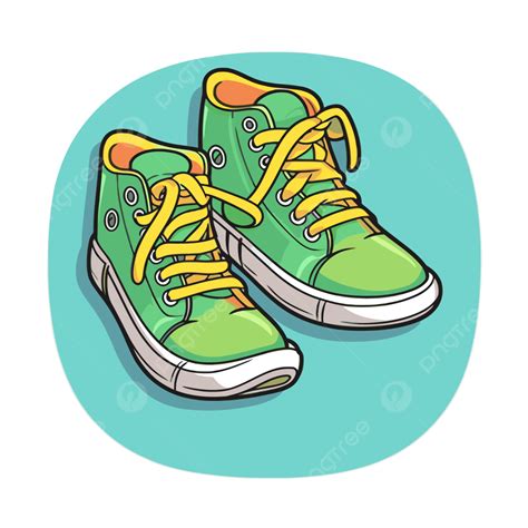 Green Sneakers Vector Illustration Clipart Shoes Sticker Cartoon Png