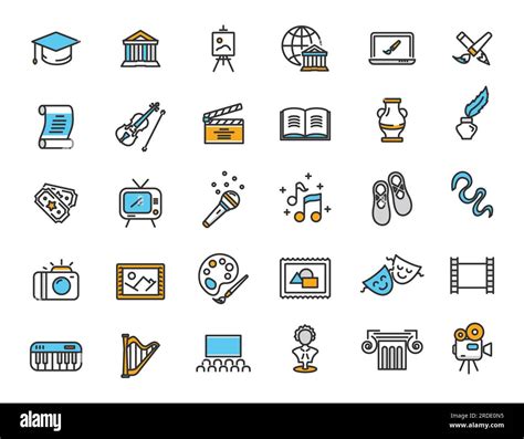 Set Of Linear Culture Icons Art Icons In Simple Design Vector