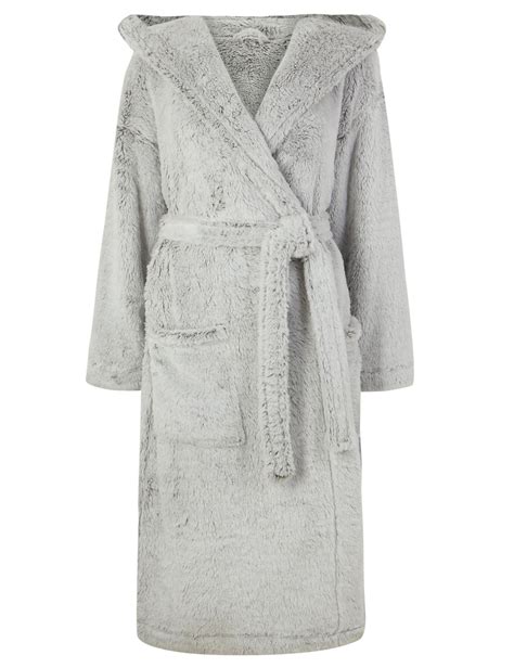Marks And Spencer Mand5 Grey Fleece Hooded Dressing Gown Size 68