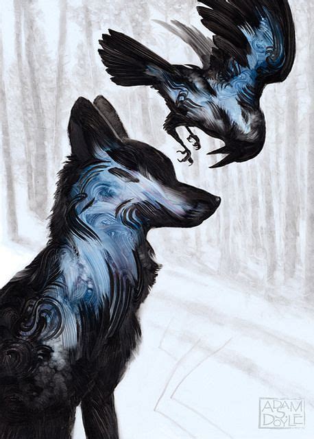 Raven And Wolf Animal Art Animal Paintings Art