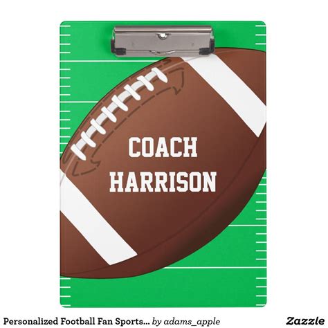 Personalized Football Fan Sports Coach Clipboard