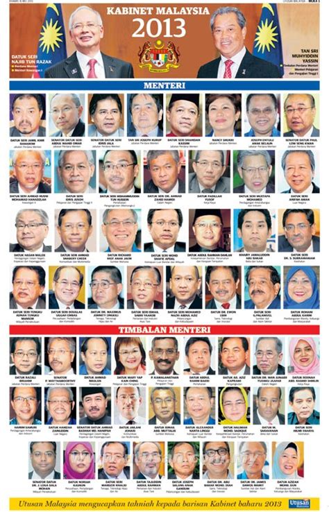 Perdana menteri malaysia kelima 31 oktober 2003 hingga 3 april 2009. PENA MANJA: BARISAN KABINET BARISAN NASIONAL 2013