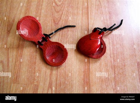 Spanish Castanets Close Up Of Two Pairs Of Brown Castanets Music Instruments Rhythm Marker