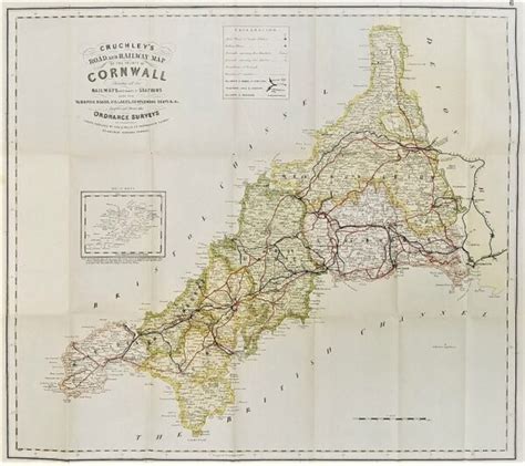 Cruchleys Road And Railway Map Of The County Of Cornwall Kowethas