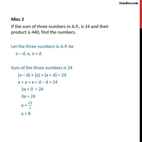Question 2 If Sum Of Three Numbers In Ap Is 24 Product Is 440