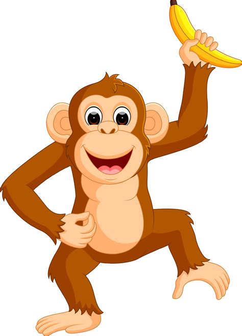 Cute Monkey Cartoon Eating Banana 8666292 Vector Art At Vecteezy
