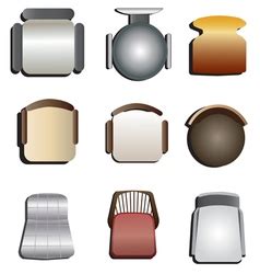 One of the basic pieces of furniture, a chair is a type of seat. Chair top view set 4 Royalty Free Vector Image