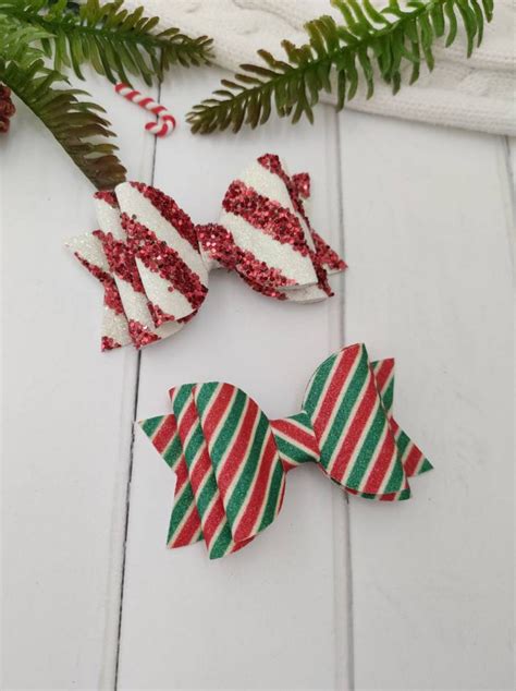 Christmas Candy Cane Hair Bow Etsy