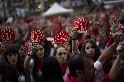 Pamplona Protestors Demonstrate Against Sexual Assaults At San Fermin Festival