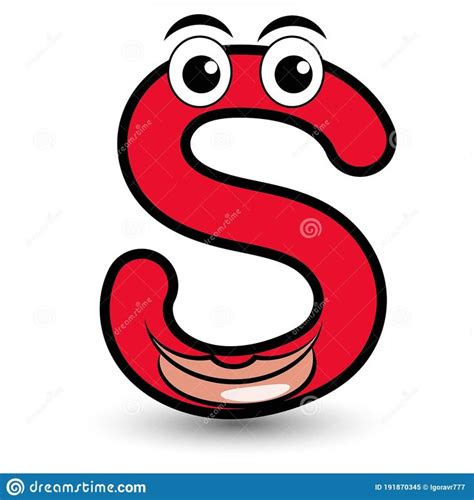 Funny Hand Drawn Cartoon Styled Font Colorful Letter S With Smiling