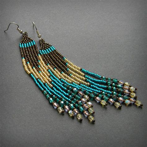Fringe Seed Bead Earrings With Czech Glass Beads By Anabel Shop