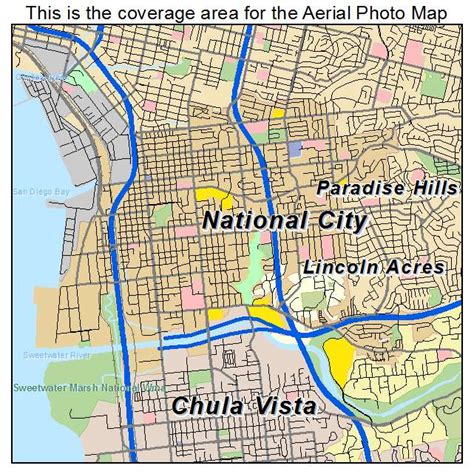 Aerial Photography Map Of National City Ca California