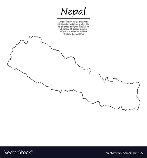 Simple Outline Map Of Nepal Silhouette In Sketch Vector Image