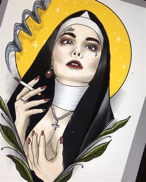 Naughty Nun Up For Grabs Designed By Louise Newtraditionaltattoo Tattoodesign