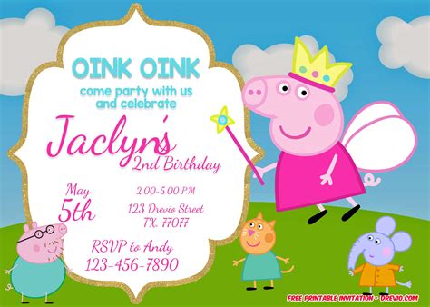 Free Printable Peppa Pig Invitation Templates Free Printable Birthday