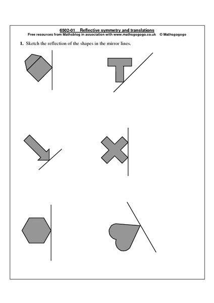 Reflective Symmetry And Translations Worksheet For 3rd 4th Grade