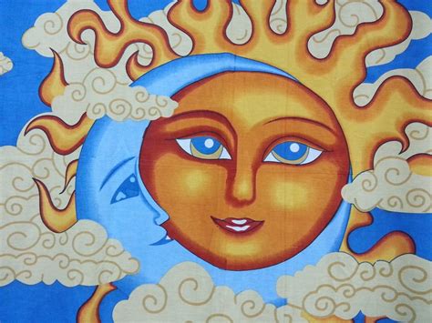 Detalle De Manta De Tela Sol Y Luna Sun Art Sun Moon Stars Trading