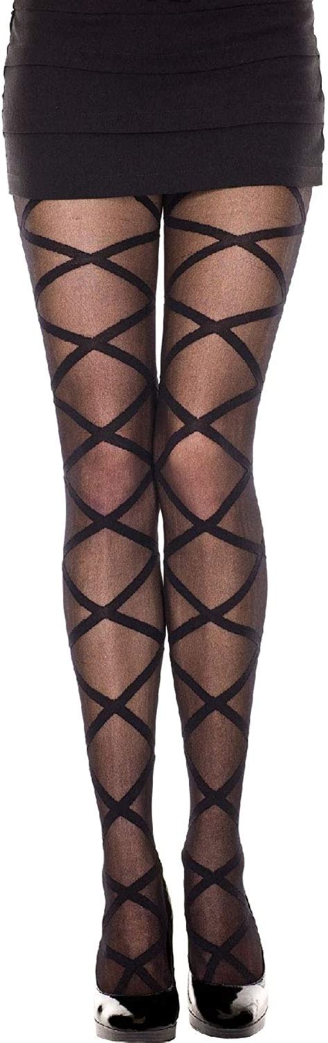 Music Legs Women S Criss Cross Leg Wrap Look Spandex Pantyhose Black